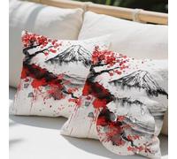 Federe Cuscini Divano 100 x 100 cm Set di 2 Acquerello Cuscini Da Esterno Impermeabili, Quadrato Lino Copricuscini Divano Giappone, Stampa Fronte/Retro, Soggiorno Terrazza Arredo Case Decorativi e570