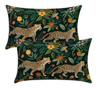 Federe Cuscini Divano 20x30 cm Set di 2 Federa Cuscino Leopardo Copri Cuscini per Divano Fiori della Giungla Fodere Cuscino Decorativi Copricuscino per Camera da Letto Soggiorno Decorazioni -SC525