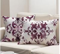 Federe Cuscini Divano 25x45 Set di 2 Cuscini per Divano in Lino, Rosso Guanciale Letto Morbidi e Traspiranti per Dorme Durevole Cerniera Invisibile per Autunno Decorativo Europa settentrionale R-614