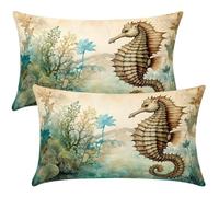 Federe Cuscini Divano 30x40 cm Set di 2 Federa Cuscino Retrò Copri Cuscini per Divano Cavalluccio Marino Fodere Cuscino Decorativi Copricuscino Decorazioni per la Casa con Cerniera Nascosta -SC357