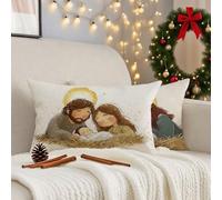 Federe Cuscini Divano 30x50 cm Beige Cuscini Divano Set di 2 Copricuscini Religione Doppio Lato Motivo Lino Copricuscini Divano per Autunno Decorativi per Soggiorno Camera da Letto Giardino 3m-780