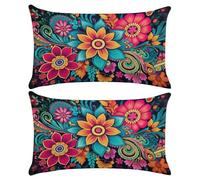 Federe Cuscini Divano 30x50 cm Set di 2 Federa Cuscino in Lino Fiore Cuscini Decorativi Fodere Cuscino Piante Copricuscini per Divano con Cerniera Invisibile per Soggiorno Camera da Letto -XY706