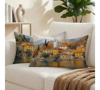Federe Cuscini Divano 30x50 cm Set di 2 Lago Cuscini da Esterno Impermeabili Rettangolari, Castello Decorativi Copricuscini in Velluto Cuscino Divano, per Estate Giardino Soggiorno Letto K-987