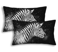 Federe Cuscini Divano 30x50 Nero Set di 2 Federe Cuscini Rettangolari Velluto Zebra Copricuscini Divano per Sofa Letto Soggiorno Camera Ufficio Auto, Lavabile in Lavatrice, Cerniera Invisibile -7578