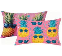Federe Cuscini Divano 30x60 cm Set di 2 Cuscini da Esterno Impermeabili Blu Copricuscini in Lino, Ananas Cuscino Divano Rettangolari per Natale Decorativi Soggiorno Camera da Letto, Regalo h-2197