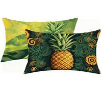 Federe Cuscini Divano 30x60 cm Set di 2 Cuscini da Esterno Impermeabili Pianta Copricuscini in Lino, Ananas Cuscino Divano Rettangolari per Natale Decorativi Soggiorno Camera da Letto, Regalo h-2846
