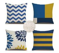 Federe Cuscini Divano 35 x 35 Nordic Cuscini da Esterno Set di 4 Modern Cuscini per Divano Impermeabile Lino Federe Cuscino Decorativo, Quadrate Copricuscino Divano per Giardino Patio Arredo CasaY334