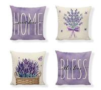 Federe Cuscini Divano 35x35 cm Viola Cuscini per Divano Set di 4 Lavender Copri Cuscini Morbido per Giardino Soggiorno Camera da Letto Moderne Federe Cuscini Giardino il Sedia Copricuscini Divano