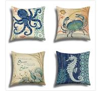 Federe Cuscini Divano 35x35cm 4 Pack pesce granchio Quadrato Bifacciale Super Soft Cuscino per Divano Decorazioni Casa,Con Cerniera Invisibile,per Divano Soggiorno Sedia Letto Copricuscini Divano