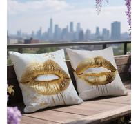 Federe Cuscini Divano 35x35cm Giallo Lino Federa Cuscino Letto Cuscini da Esterno Impermeabili Set di 2, Copricuscino Arredo Divano Grandi Astratto Copri Cuscino Letto, con Cerniera Invisibile h-6032