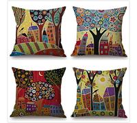 Federe Cuscini Divano 35x35cm Set di 4 Cuscini per Divano Doppia Faccia lino Cuscini da Esterno Cuscini Decorativi Pittura a olio astratta dell'annata Cuscini Soggiornoda Copricuscino Decorazioni Casa