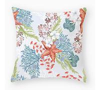 Federe Cuscini Divano 40 x 40 Stella Mare Bianco Corallo Copricuscini 40x40 Cotone Lino Copricuscini Divano Forte Traspirabilità Copri Cuscini per Divano Cerniera Nascosta Federa Cuscino 40x40 1 Pcs