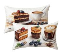 Federe Cuscini Divano 40 x 60, Caffè Cuscini da Esterno Impermeabili Rettangolari, 2 Pezzi Velluto Copricuscini con Cerniera Invisibile, per Soggiorno Camera da Letto, Regalo Donna, Pane E-5531