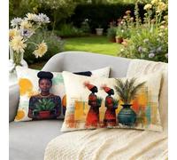 Federe Cuscini Divano 40 x 60 Set da 2 Africa Cuscini da Esterno Giardino Impermeabili Velluto Copricuscini Divano, per Decorazione Soggiorno Camera da Letto Giardino, Regali per Donne, Donna W-1