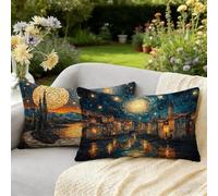 Federe Cuscini Divano 40 x 60 Set da 2 Cielo stellato Cuscini da Esterno Giardino Impermeabili Velluto Copricuscini Divano, per Estate Decorazione Soggiorno Camera da Letto Giardino, Paesaggio W-1