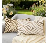Federe Cuscini Divano 40 x 60 Set da 2 Marrone Cuscini da Esterno Giardino Impermeabili Velluto Copricuscini Divano, per Estate Decorazione Soggiorno Camera da Letto Giardino, Strisce di zebra W-1