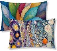 Federe Cuscini Divano 40 x 80 Rettangolari Federe Cuscino Letto Set di 2 Colore Cuscini per Divano Astratto Copricuscini Decorativi Lino Fodere Cuscino con Cerniera Invisibile per Soggiorno S1-125