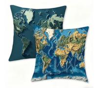 Federe Cuscini Divano 40x40 2 Pezzi Velluto, Copricuscini Cuscini per Sedie da Esterno, blu Copricuscini Divano, Federa Cuscino con Cerniera Invisibile, per Domestica Camera da Letto, mappa 0n-465