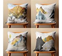 Federe Cuscini Divano 40x40 cm Paesaggio Copricuscini Set di 4 Lino Cuscini per Divano Montagna Fodere per Cuscini da Esterno Fodera per Cuscino Decorativa Quadrato per Giardino Soggiorno Sedia