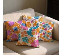 Federe Cuscini Divano 40x40 cm Set da 4 Federe Cuscini Piante Tropicali Copricuscini Decorativi Floreale Quadrate Velluto Divano Decorativi Copricuscini per Aesthetic Room Decor, Regalo Donna b-1165