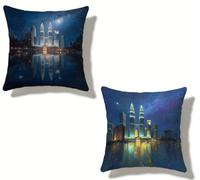 Federe Cuscini Divano 40x40 cm Set di 2 Kuala Lumpur Set Cuscini Divano 40 x 40 Federe Copricuscino Lino Cielo Stellato Motivo Stampa Fronte-retro Design, Estate Esterno Soggiorno Home Decor 9-304R4B