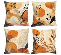 Federe Cuscini Divano 40x40 Set di 4 Marrone Cuscini per Divano Lino impermeabile Federe Cuscino da Esterno Motivo Semplicità Copricuscino, Soggiorno Giardino Camera Federe Cuscini Decorativi H2-184