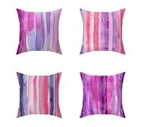 Federe Cuscini Divano 40X40CM Set di 4 Colore Cuscini Divano Banda Impermeabile Decorazione Quadrate Morbido Copricuscini Stampa HD Fronte-Retro per Soggiorno Balcone Esterno Decor, Regalo 1-10N26