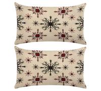 Federe Cuscini Divano 40x60 cm Set di 2 Federa Cuscino in Lino Natale Decorativi Fodere Cuscino Fiocco di Neve Copricuscini per Divano con Cerniera Invisibile per Soggiorno Camera da Letto -XY472