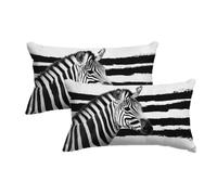 Federe Cuscini Divano 40x60 Set di 2 Federe Cuscini Letto Bianco e Nero Copricuscino Decorative con Motivo Zebra per Divano Rettangolari Copricuscini Decorativi da Soggiorno Decorazioni Casa -8063