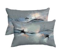Federe Cuscini Divano 40x70 2 Pezzi, Grigio Copri Cuscini per Divano Esterno, Rettangolari Copricuscino Impermeabile in Lino, Fodera Cuscino Decorativo per Regalo Donna, Decor Casa, (Semplice) -3492