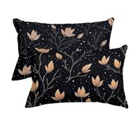 Federe Cuscini Divano 40x70 2 Pezzi, Nero Copri Cuscini per Divano Esterno, Rettangolari Copricuscino Impermeabile in Lino, Fodera Cuscino Decorativo per Regalo Donna, Decorazioni Casa, (Pianta) -3280
