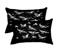 Federe Cuscini Divano 40x70 2 Pezzi, Nero Copri Cuscini per Divano Esterno, Rettangolari Copricuscino Impermeabile in Lino, Fodera Cuscino Decorativo per Regalo Donna, Decor Casa, (Volatile) -3496