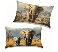 Federe Cuscini Divano 40x70 cm Set di 2 Animale Set Cuscini Divano 40 x 70 cm Federe Copricuscino Lino Prato Motivo Stampa Fronte-retro Design per Estate Esterno Soggiorno Balcone Home Decor 2-4032RI