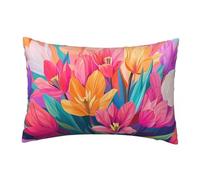 Federe Cuscini Divano 40x70 cm Set di 2 Federe Cuscini Arancione Rosa Decorativi in Velluto Fiore Copricuscini con Cerniera Invisibile, Federa Cuscino per Letto Divano Soggiorno Camera Letto -TER535