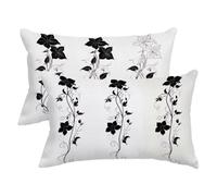 Federe Cuscini Divano 40x70, Fodere Cuscini da Esterno Impermeabile Set di 2, Floreale Copricuscini Divano in Lino, Rettangolari Federa Cuscino Bianche, Fodera Cuscino per Regalo Donna, Decor -3539