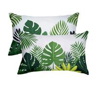 Federe Cuscini Divano 40x70, Fodere Cuscini da Esterno Impermeabile Set di 2, Pianta Copricuscini Divano in Lino, Rettangolari Federa Cuscino Foglia, Fodera Cuscino per Regalo Donna, Deco Casa -3207