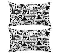 Federe Cuscini Divano 40x80 cm Set di 2 Federa Cuscino in Lino Bianco e Nero Cuscini Decorativi Fodere Cuscino Linee Geometriche Copricuscini per Divano Domestica Soggiorno Camera da Letto -XY683