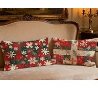 Federe Cuscini Divano 40x80cm Cuscini per Divano Rosso 2 Pezzi Rettangolo Federa Cuscino Natale,2026 Nuovocon Velluto Stampa Fronte Retro Pillow per Soggiorno Camera Letto Panca Decorazione O-662B