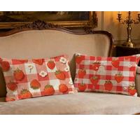 Federe Cuscini Divano 40x80cm Cuscini per Divano Rosso 2 Pezzi Rettangolo Federa Cuscino Reticolo,2026 Nuovocon Velluto Stampa Fronte Retro Pillow per Soggiorno Camera Letto Panca Decorazione O-600B