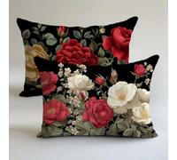 Federe Cuscini Divano 40x80cm Nero Copricuscini Divano Retro Lino Impermeabile Traspirante Set di 2 Pezzi con La Cerniera Invisibile,Decorazioni Regalo Sedia,Arredo da Esterno,Camera da Letto LK-1777