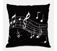 Federe Cuscini Divano 45 x 45 cm Nero Copricuscini Divano Musica Lino Impermeabile Traspirante con La Cerniera Invisibile, Decorazioni Regalo per Sedia, Arredo da Esterno, Camera da Letto S#41