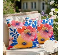 Federe Cuscini Divano 45x45 cm Copricuscini Decorativi da Esterno Impermeabile Fiori Colorati Estivi Fodere Cuscino Copricuscino Quadrato per Giardino Soggiorno Patio Primavera Estate 2 pezzi