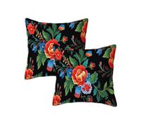 Federe Cuscini Divano 45x45 cm, Cuscini da Esterno Impermeabili Lino Set di 2 Decorativi Fodere Copricuscini Divano Estate, Giardino Soggiorno Terrazza Arredo Case Cuscino Decorativo, Fiore Z-1047