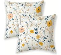 Federe Cuscini Divano 45x45 cm Lino Bianco 2 Pezzi Copricuscini, Federa Cuscino Decorativo Quadrato, Estate Copricuscino Mobili Cuscini da Esterno Impermeabili per Divano Letto Soggiorno SJ-388
