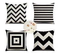Federe Cuscini Divano 45x45 cm Set di 4 nero Cuscini per Divano Bianco Cuscini da Esterno in impermeabili Lino Cuscini Decorativi Con Cerniera Invisibile per Divano Soggiorno Ufficio Auto Regali Decor