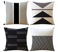 Federe Cuscini Divano 45x45 cm Set di 4 nero Cuscini per Divano struttura Cuscini da Esterno in Lino Piazza Cuscini Decorativi Federe Confezione per Divano Soggiorno Ufficio Auto Regali Home Decor