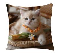 Federe Cuscini Divano 45X45 Collana Gialla Lino Quadrate Cuscini Cerniera Invisibile Per La Decorazione Domestica Soggiorno Camera Da Letto Divano