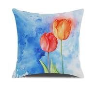 Federe Cuscini Divano 45X45 Fiori Arancioni E Rosso Lino Quadrate Cuscini Cerniera Invisibile Per La Decorazione Domestica Soggiorno Camera Da Letto Divano