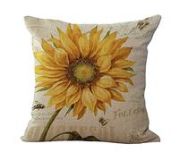 Federe Cuscini Divano 45x45 Girasole Giallo Fodere Cuscini 45x45 Cotone e Lino Cuscini 45x45 Forte Traspirabilità Copricuscini Divano con Cerniera Nascosta Copri Cuscini per Divano 1 Pieces