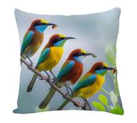 Federe Cuscini Divano 45X45 Uccelli Marrone Lino Quadrate Cuscini Cerniera Invisibile Per La Decorazione Domestica Soggiorno Camera Da Letto Divano